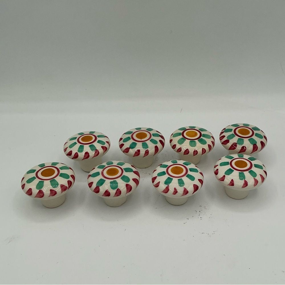 Colorful Floral Ceramic Drawer Knobs set of 8